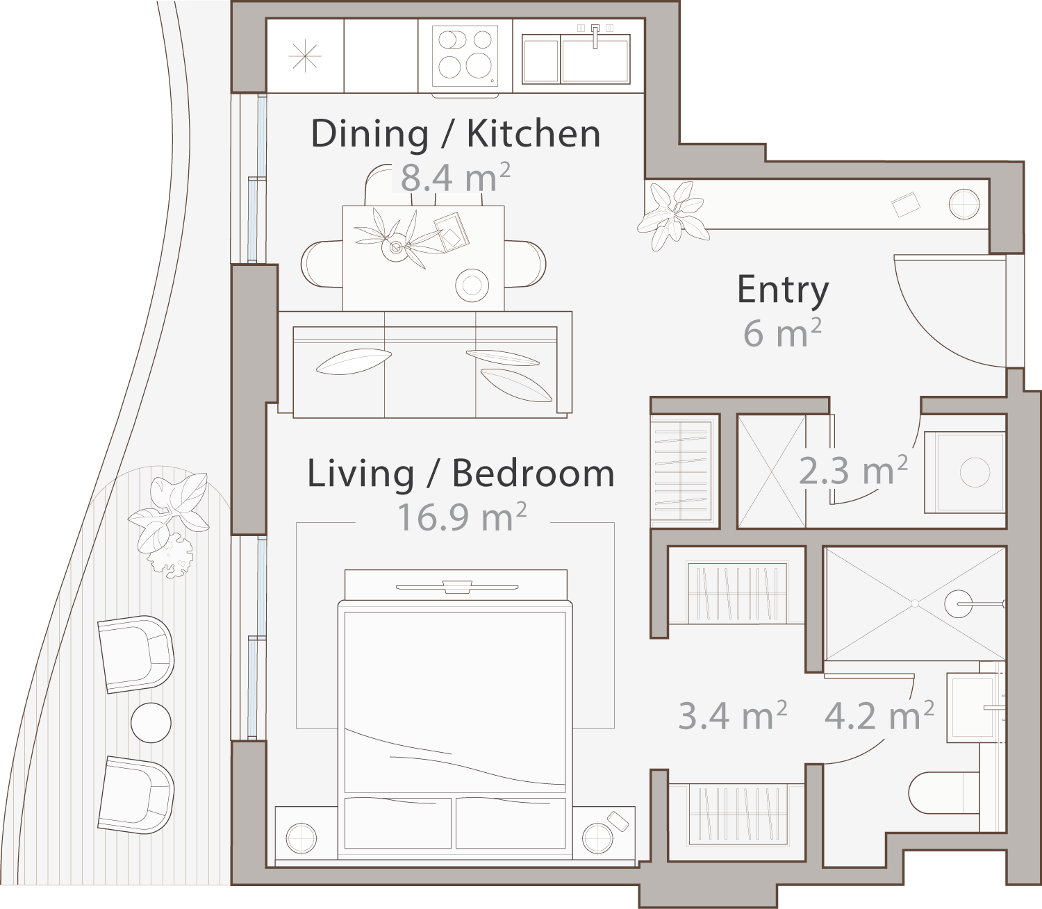 Studio apartment floor plan